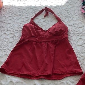 Venus Red Halter Tankini with swim skirt